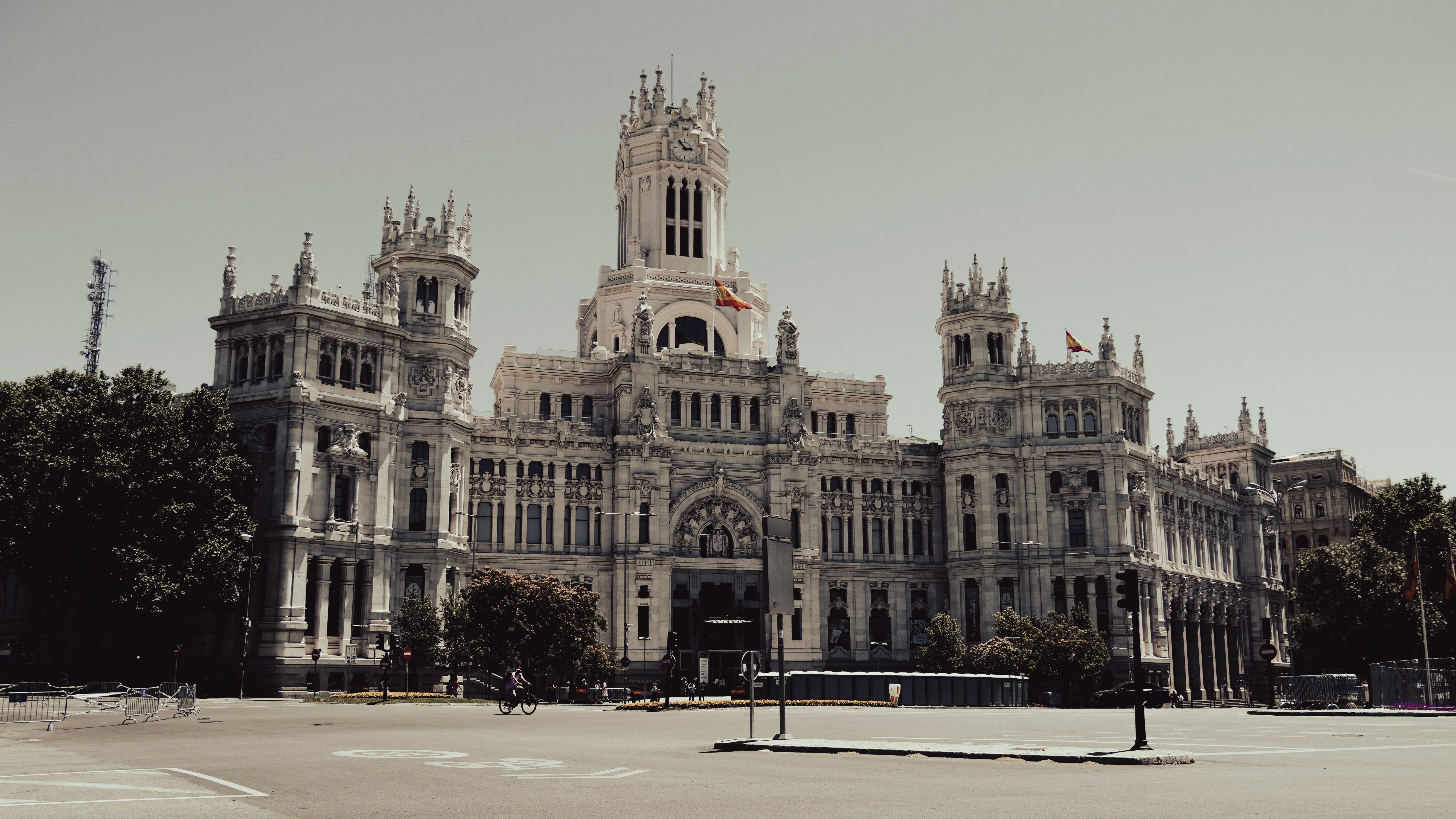 A large building with a clock tower in Madrid